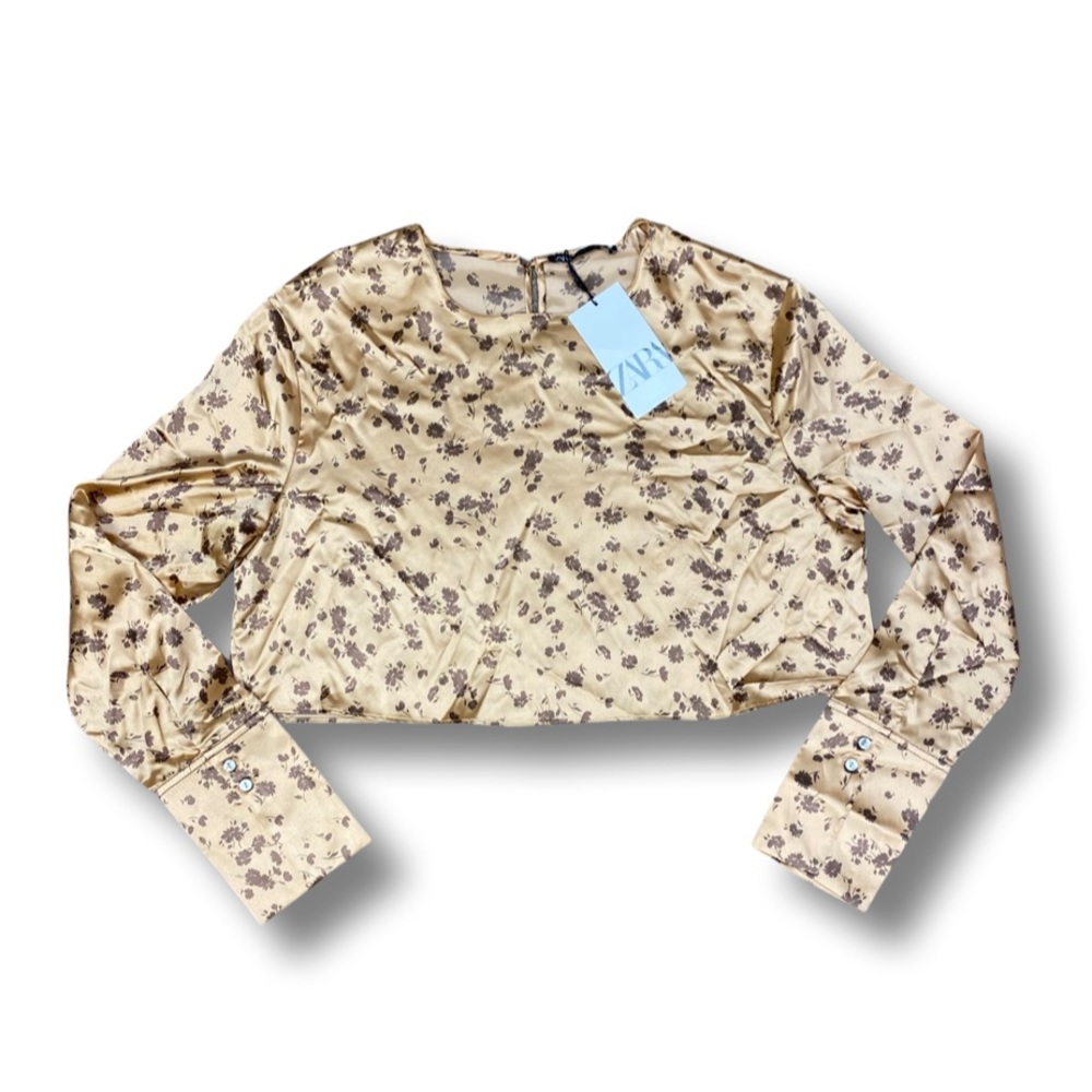 NWT Zara Cropped Silk Blouse